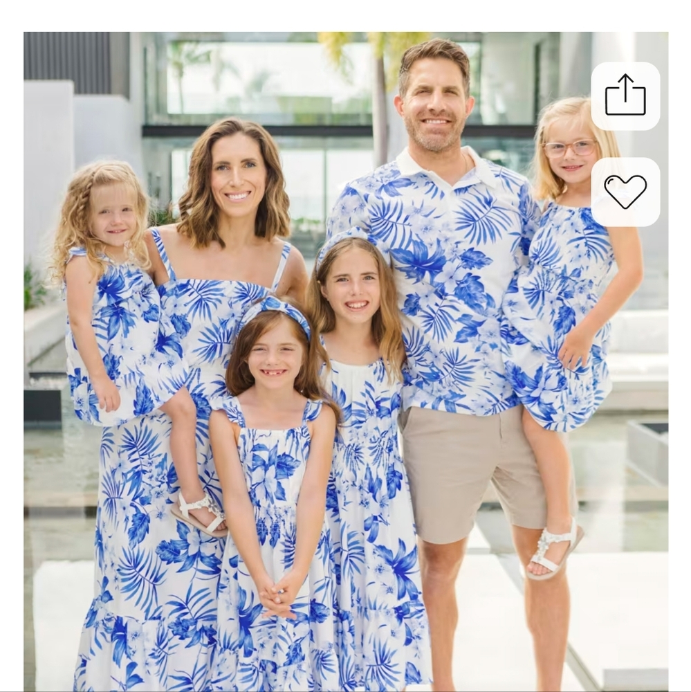 Baby and mommy &me Tropical smocked ruffle dress